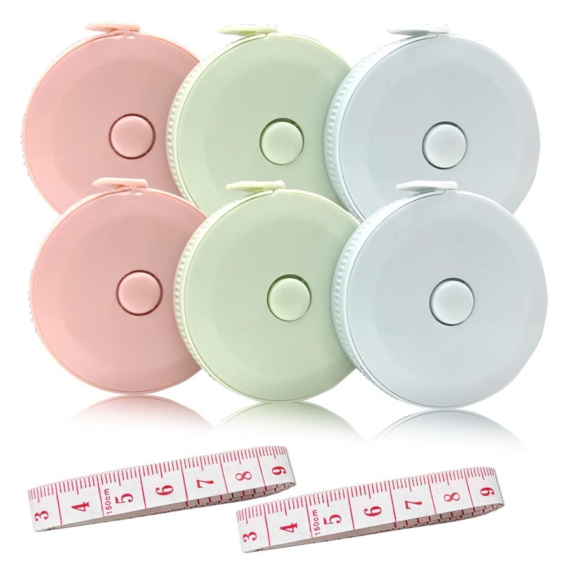SmaringRobot 6 Packs Retractable Tape Measure + 2PCS Soft Measuring Tape for Body Measurements(60-Inch), Premium Sewing Tape Double Scale Vinyl Ruler for Weight Loss Medical Tailor Fabric Cloth Knitting Craft - Image 1